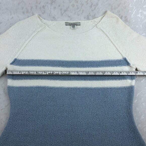 Intuitions Gorgeous Vintage White and Blue Stripe Cozy Soft Knit Sweater NWT - Picture 9 of 11